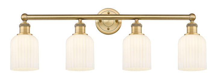 Innovations Lighting Bridal Veil 5" Bath Vanity Light - Brushed Brass Vanity Lights Innovations Lighting Gloss White ; Glass Type: Gloss White; Ribbed  