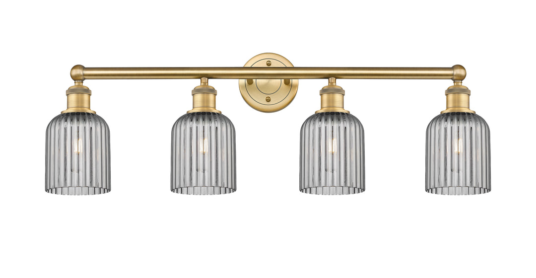 Innovations Lighting Bridal Veil 5" Bath Vanity Light - Brushed Brass Vanity Lights Innovations Lighting Light Smoke ; Glass Type: Light Smoke; Ribbed  