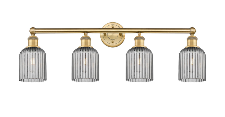 Innovations Lighting Bridal Veil 5" Bath Vanity Light - Brushed Brass Vanity Lights Innovations Lighting Light Smoke ; Glass Type: Light Smoke; Ribbed  