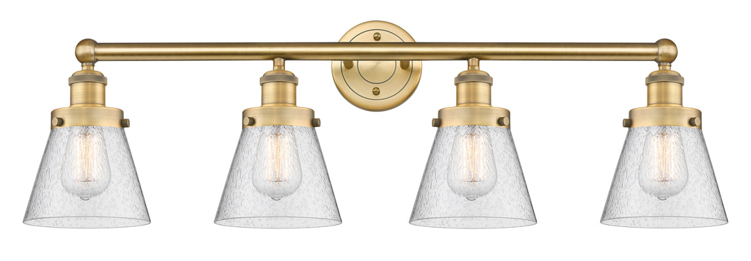 Innovations Lighting Cone 6" Bath Vanity Light - Brushed Brass Vanity Lights Innovations Lighting Seedy ; Glass Type: Seedy; Ribbed  