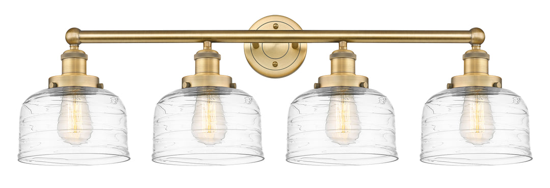 Innovations Lighting Bell 8" Bath Vanity Light - Brushed Brass Vanity Lights Innovations Lighting Clear Deco Swirl ; Glass Type: Colorful; Ribbed  