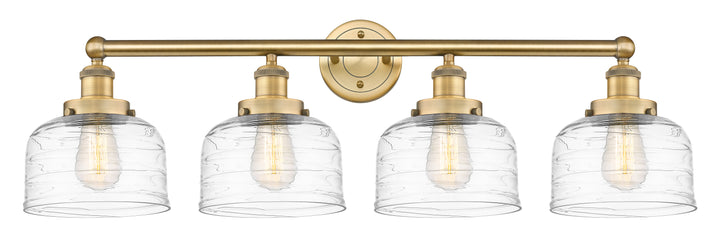 Innovations Lighting Bell 8" Bath Vanity Light - Brushed Brass Vanity Lights Innovations Lighting Clear Deco Swirl ; Glass Type: Colorful; Ribbed  