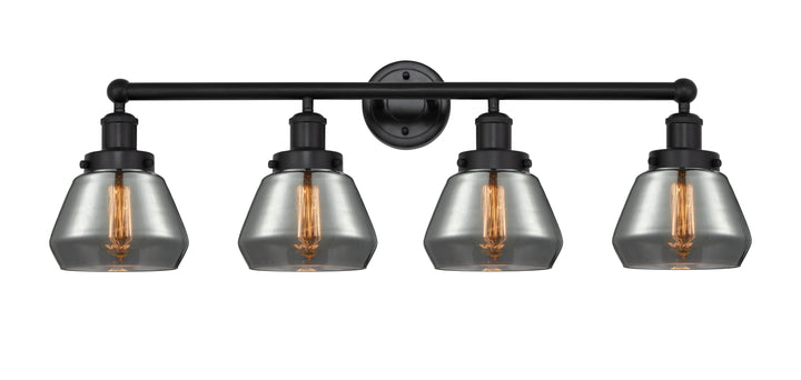 Innovations Lighting Fulton 7" Bath Vanity Light - Matte Black Vanity Lights Innovations Lighting Light Smoke ; Glass Type: Smoked; Ribbed  