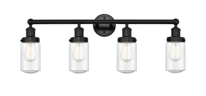 Innovations Lighting Dover 4.5" Bath Vanity Light - Matte Black Vanity Lights Innovations Lighting Seedy ; Glass Type: Seedy; Ribbed  