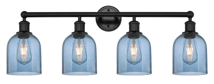 Innovations Lighting Bella 6" Bath Vanity Light - Matte Black Vanity Lights Innovations Lighting Blue  ; Glass Type: Blue  