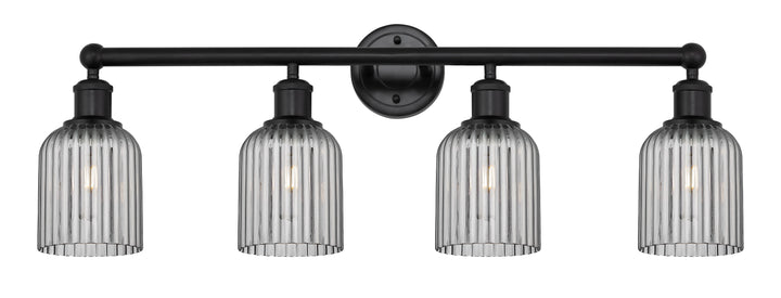 Innovations Lighting Bridal Veil 5" Bath Vanity Light - Matte Black Vanity Lights Innovations Lighting Light Smoke ; Glass Type: Light Smoke; Ribbed  