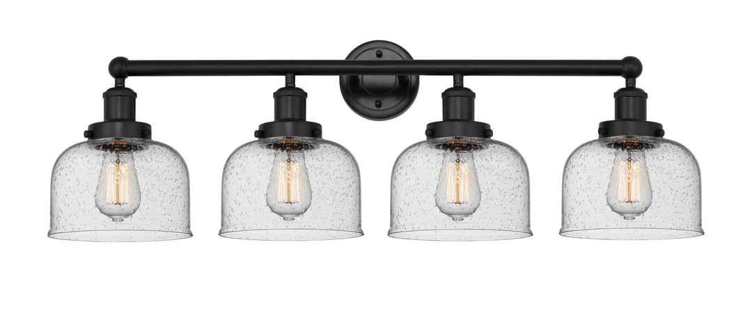 Innovations Lighting Bell 8" Bath Vanity Light - Matte Black Vanity Lights Innovations Lighting Seedy ; Glass Type: Seedy; Ribbed  