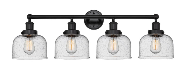 Innovations Lighting Bell 8" Bath Vanity Light - Matte Black Vanity Lights Innovations Lighting Seedy ; Glass Type: Seedy; Ribbed  