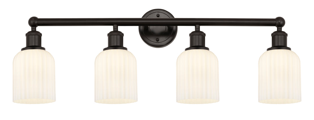 Innovations Lighting Bridal Veil 5" Bath Vanity Light - Oil Rubbed Bronze Vanity Lights Innovations Lighting Gloss White ; Glass Type: Gloss White; Ribbed  