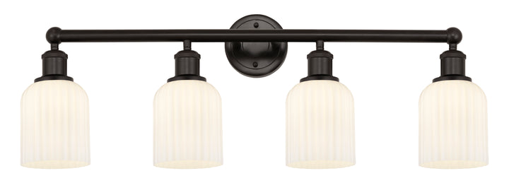 Innovations Lighting Bridal Veil 5" Bath Vanity Light - Oil Rubbed Bronze Vanity Lights Innovations Lighting Gloss White ; Glass Type: Gloss White; Ribbed  