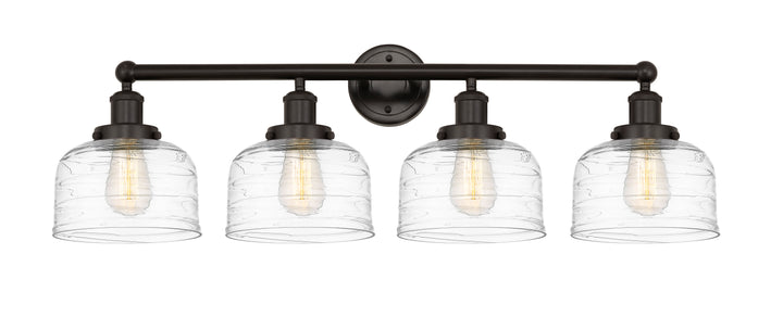 Innovations Lighting Bell 8" Bath Vanity Light - Oil Rubbed Bronze Vanity Lights Innovations Lighting Clear Deco Swirl ; Glass Type: Colorful; Ribbed  