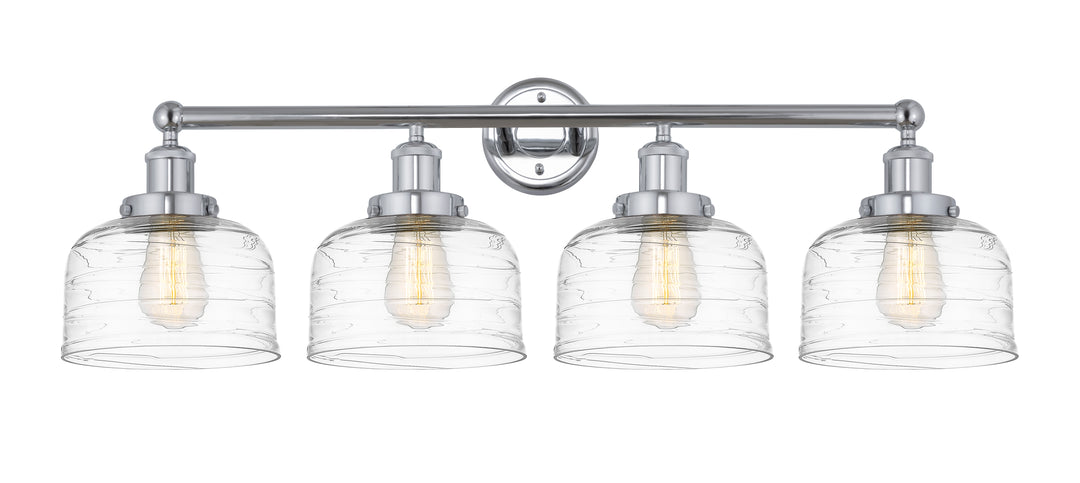 Innovations Lighting Bell 8" Bath Vanity Light - Polished Chrome Vanity Lights Innovations Lighting Clear Deco Swirl ; Glass Type: Colorful; Ribbed  