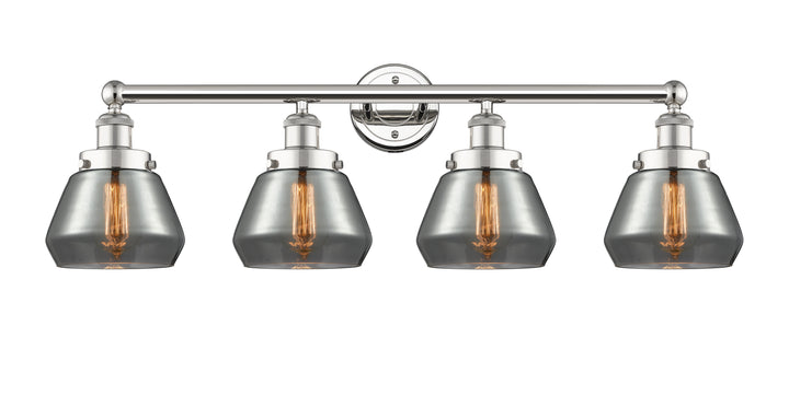 Innovations Lighting Fulton 7" Bath Vanity Light - Polished Nickel Vanity Lights Innovations Lighting Light Smoke ; Glass Type: Smoked; Ribbed  