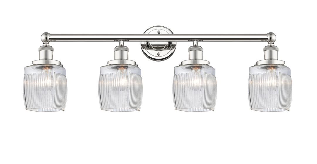 Innovations Lighting Colton 6" Bath Vanity Light - Polished Nickel Vanity Lights Innovations Lighting Clear Halophane ; Glass Type: Transparent; Ribbed  