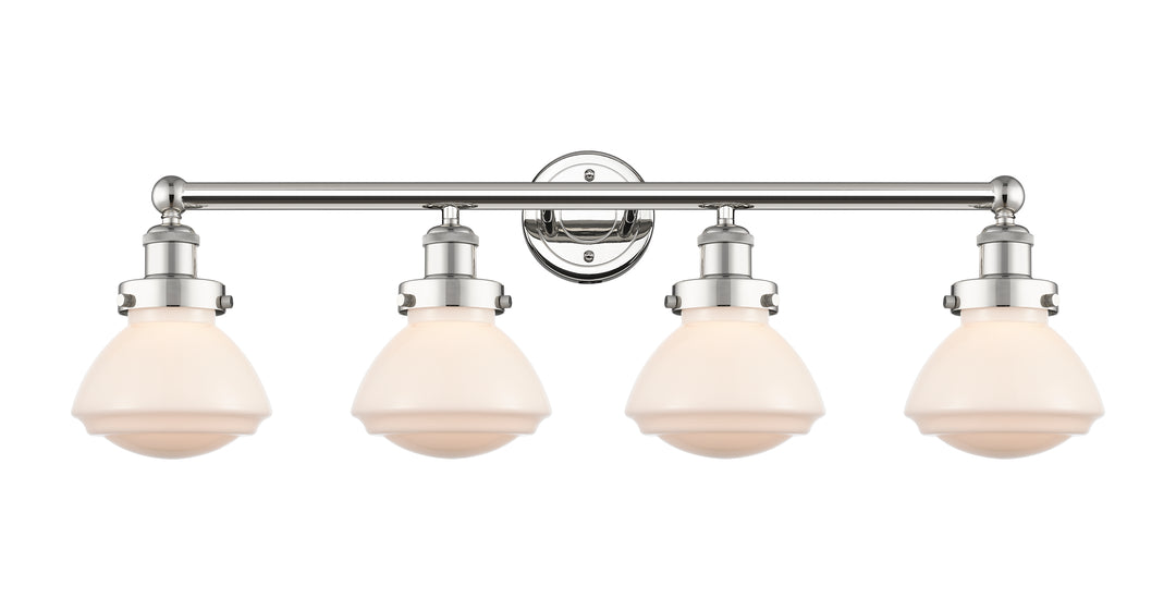 Innovations Lighting Olean 6.75" Bath Vanity Light - Polished Nickel Vanity Lights Innovations Lighting Matte White ; Glass Type: Frosted; Ribbed  