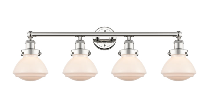 Innovations Lighting Olean 6.75" Bath Vanity Light - Polished Nickel Vanity Lights Innovations Lighting Matte White ; Glass Type: Frosted; Ribbed  