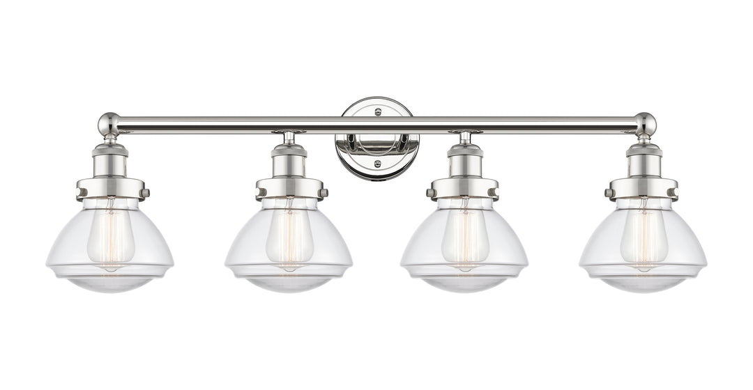 Innovations Lighting Olean 6.75" Bath Vanity Light - Polished Nickel Vanity Lights Innovations Lighting Clear ; Glass Type: Transparent; Ribbed  