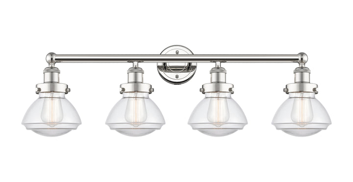 Innovations Lighting Olean 6.75" Bath Vanity Light - Polished Nickel Vanity Lights Innovations Lighting Clear ; Glass Type: Transparent; Ribbed  