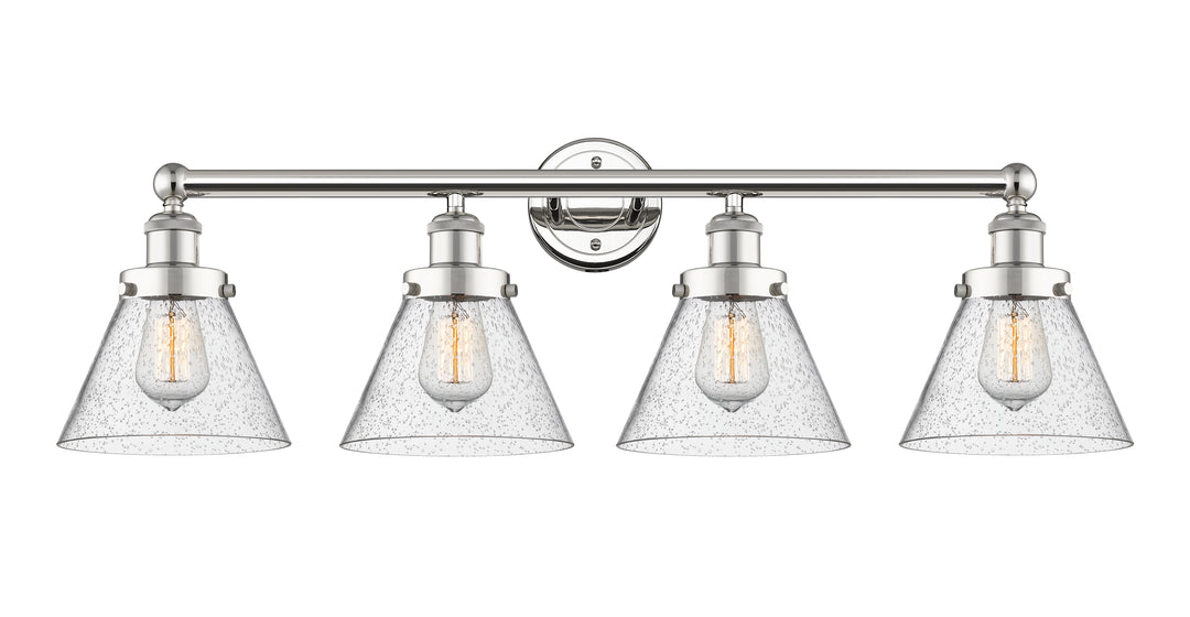 Innovations Lighting Cone 8" Bath Vanity Light - Polished Nickel Vanity Lights Innovations Lighting Seedy ; Glass Type: Seedy; Ribbed  