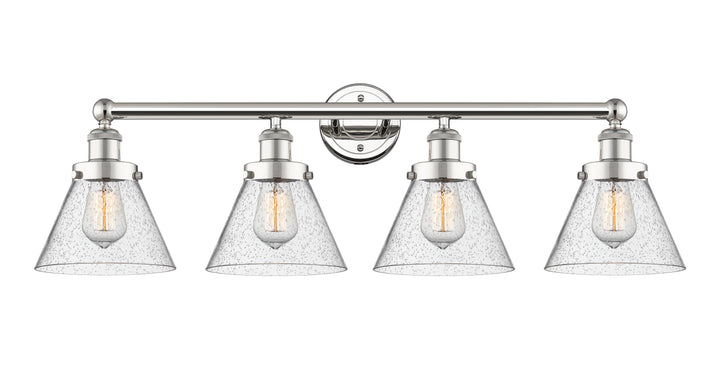 Innovations Lighting Cone 8" Bath Vanity Light - Polished Nickel Vanity Lights Innovations Lighting Seedy ; Glass Type: Seedy; Ribbed  