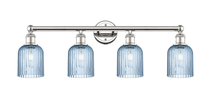 Innovations Lighting Bridal Veil 5" Bath Vanity Light - Polished Nickel Vanity Lights Innovations Lighting Princess Blue ; Glass Type: Princess Blue; Ribbed  