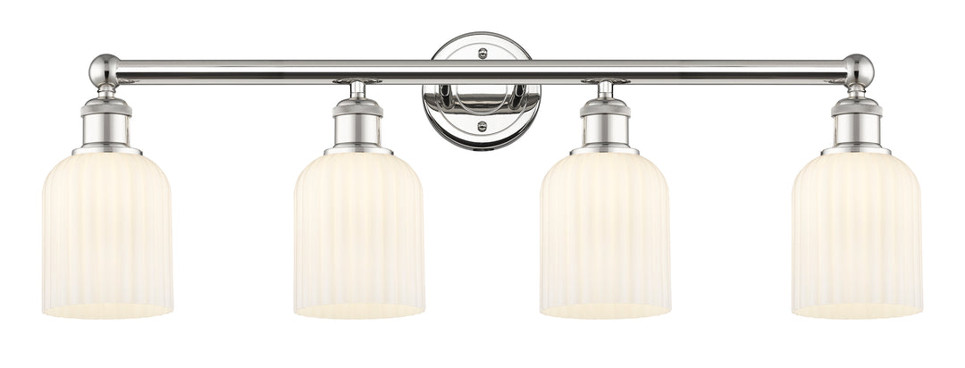 Innovations Lighting Bridal Veil 5" Bath Vanity Light - Polished Nickel Vanity Lights Innovations Lighting Gloss White ; Glass Type: Gloss White; Ribbed  