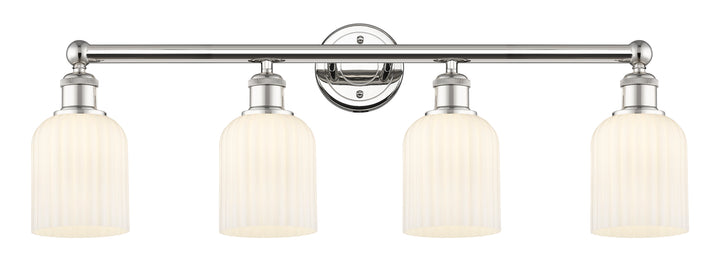 Innovations Lighting Bridal Veil 5" Bath Vanity Light - Polished Nickel Vanity Lights Innovations Lighting Gloss White ; Glass Type: Gloss White; Ribbed  