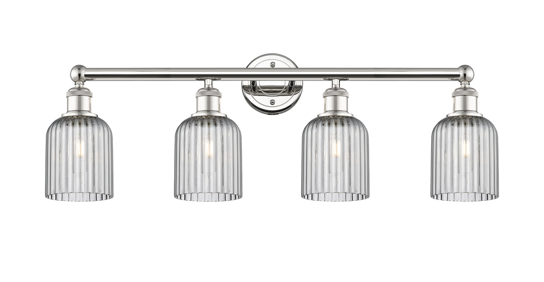 Innovations Lighting Bridal Veil 5" Bath Vanity Light - Polished Nickel Vanity Lights Innovations Lighting Light Smoke ; Glass Type: Light Smoke; Ribbed  