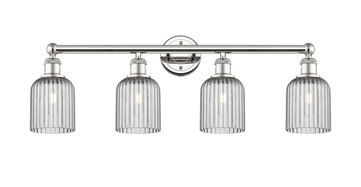 Innovations Lighting Bridal Veil 5" Bath Vanity Light - Polished Nickel Vanity Lights Innovations Lighting Light Smoke ; Glass Type: Light Smoke; Ribbed  