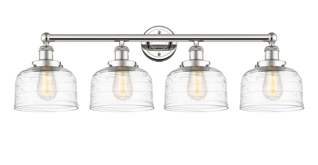 Innovations Lighting Bell 8" Bath Vanity Light - Polished Nickel Vanity Lights Innovations Lighting Clear Deco Swirl ; Glass Type: Colorful; Ribbed  