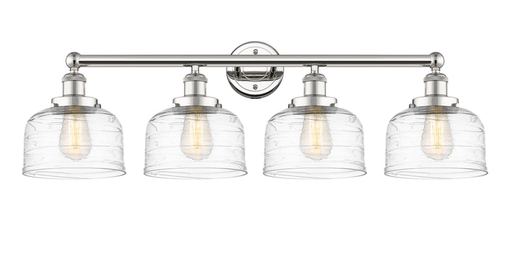 Innovations Lighting Bell 8" Bath Vanity Light - Polished Nickel Vanity Lights Innovations Lighting Clear Deco Swirl ; Glass Type: Colorful; Ribbed  