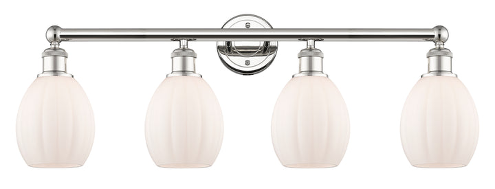 Innovations Lighting Eaton 5.5" Bath Vanity Light - Polished Nickel Vanity Lights Innovations Lighting Matte White ; Glass Type: White; Ribbed  