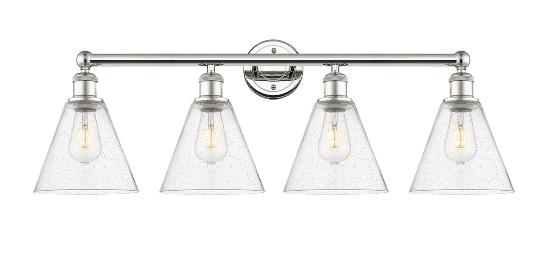 Innovations Lighting Berkshire Glass 8" Bath Vanity Light - Polished Nickel Vanity Lights Innovations Lighting Seedy ; Glass Type: Seeded  