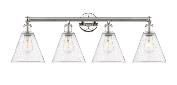 Innovations Lighting Berkshire Glass 8" Bath Vanity Light - Polished Nickel Vanity Lights Innovations Lighting Seedy ; Glass Type: Seeded  