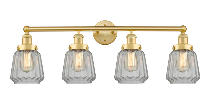 Innovations Lighting Chatham 6" Bath Vanity Light - Satin Gold Vanity Lights Innovations Lighting Clear ; Glass Type: Transparent; Ribbed  