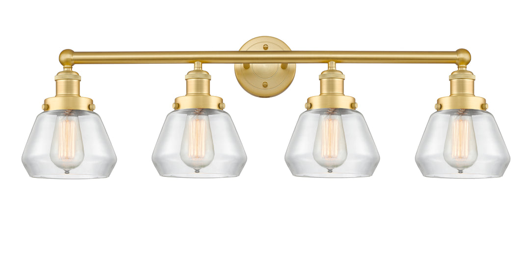 Innovations Lighting Fulton 7" Bath Vanity Light - Satin Gold Vanity Lights Innovations Lighting Clear ; Glass Type: Transparent; Ribbed  