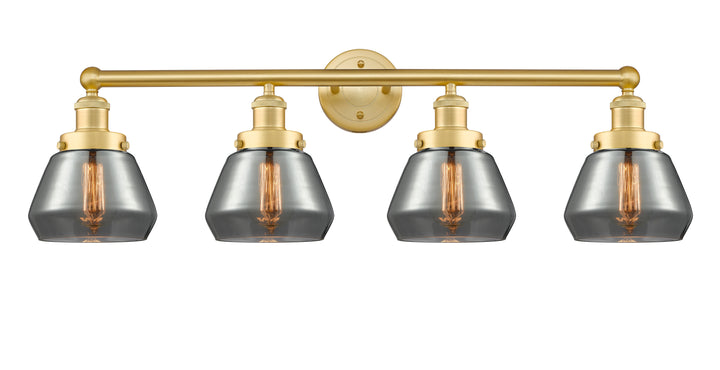 Innovations Lighting Fulton 7" Bath Vanity Light - Satin Gold Vanity Lights Innovations Lighting Light Smoke ; Glass Type: Smoked; Ribbed  