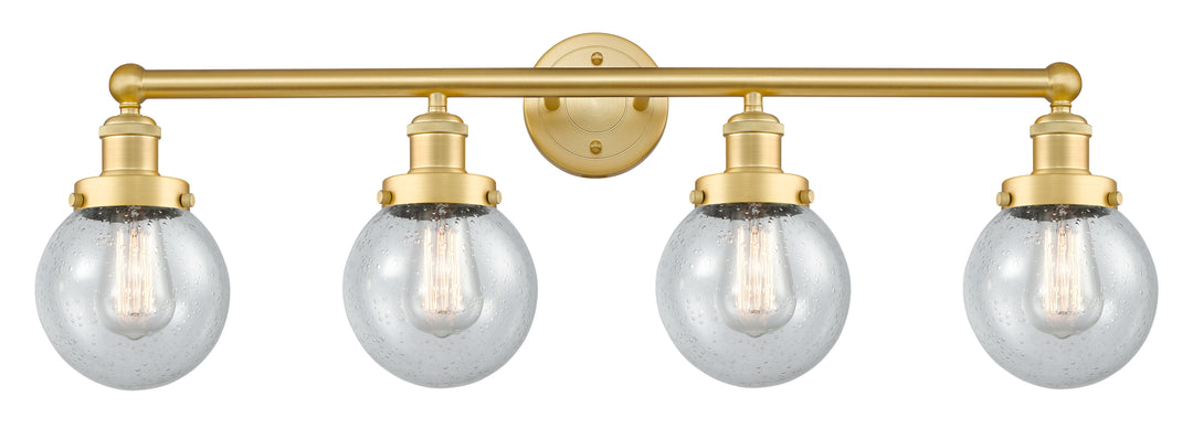 Innovations Lighting Beacon 6" Bath Vanity Light - Satin Gold Vanity Lights Innovations Lighting Seedy ; Glass Type: Seedy  