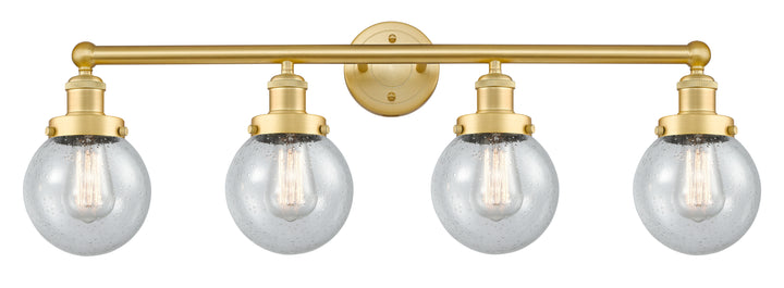 Innovations Lighting Beacon 6" Bath Vanity Light - Satin Gold Vanity Lights Innovations Lighting Seedy ; Glass Type: Seedy  