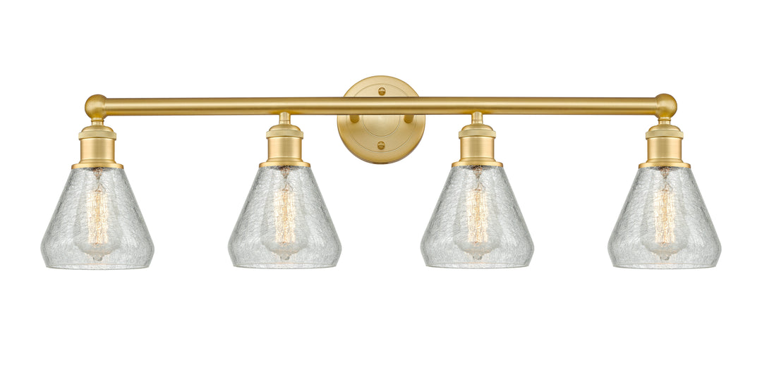 Innovations Lighting Conesus 6" Bath Vanity Light - Satin Gold Vanity Lights Innovations Lighting Clear Crackle ; Glass Type: Crackled  