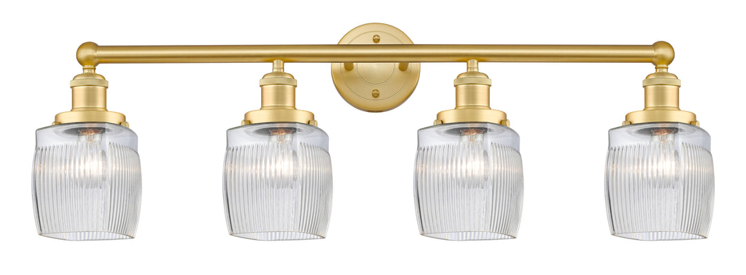 Innovations Lighting Colton 6" Bath Vanity Light - Satin Gold Vanity Lights Innovations Lighting Clear Halophane ; Glass Type: Transparent; Ribbed  