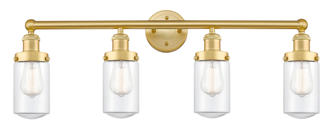 Innovations Lighting Dover 4.5" Bath Vanity Light - Satin Gold Vanity Lights Innovations Lighting Clear ; Glass Type: Transparent; Ribbed  