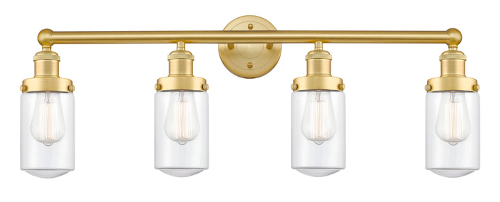 Innovations Lighting Dover 4.5" Bath Vanity Light - Satin Gold Vanity Lights Innovations Lighting Clear ; Glass Type: Transparent; Ribbed  