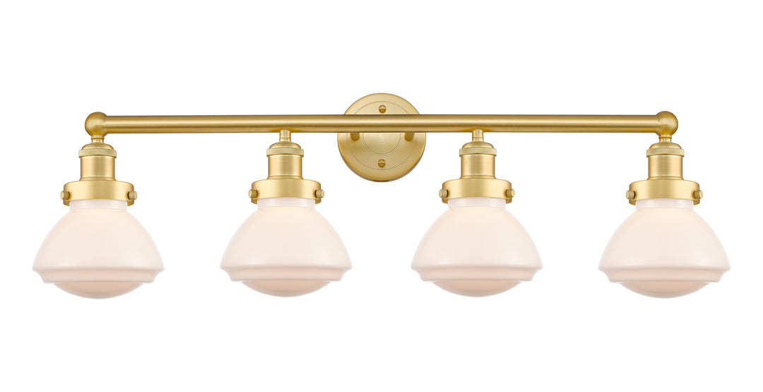 Innovations Lighting Olean 6.75" Bath Vanity Light - Satin Gold Vanity Lights Innovations Lighting Matte White ; Glass Type: Frosted; Ribbed  