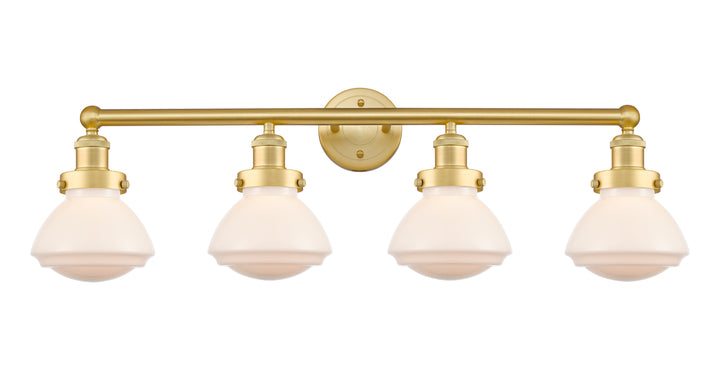 Innovations Lighting Olean 6.75" Bath Vanity Light - Satin Gold Vanity Lights Innovations Lighting Matte White ; Glass Type: Frosted; Ribbed  