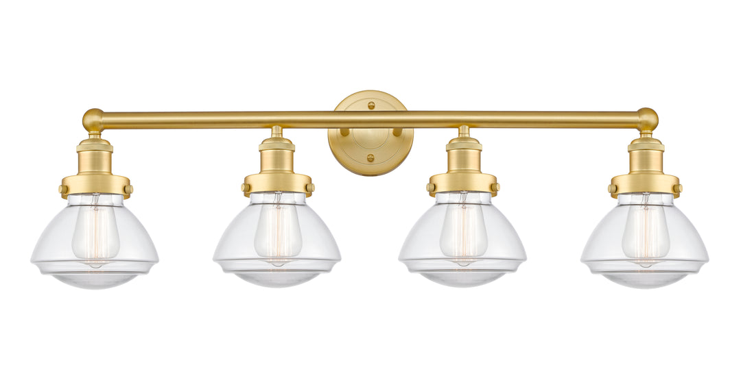 Innovations Lighting Olean 6.75" Bath Vanity Light - Satin Gold Vanity Lights Innovations Lighting Clear ; Glass Type: Transparent; Ribbed  