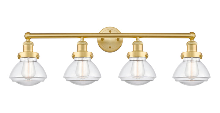 Innovations Lighting Olean 6.75" Bath Vanity Light - Satin Gold Vanity Lights Innovations Lighting Clear ; Glass Type: Transparent; Ribbed  