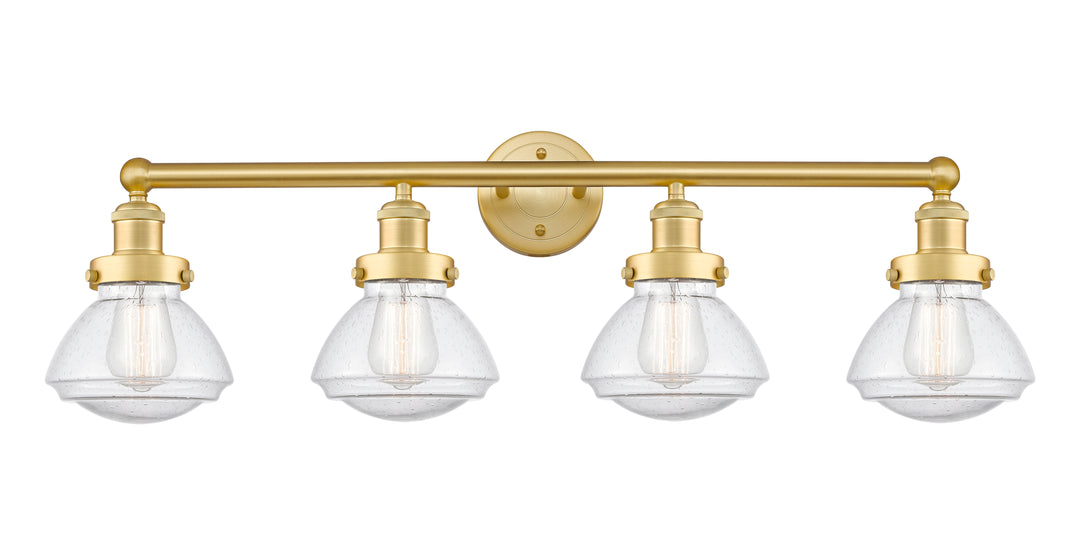 Innovations Lighting Olean 6.75" Bath Vanity Light - Satin Gold Vanity Lights Innovations Lighting Seedy ; Glass Type: Seeded  