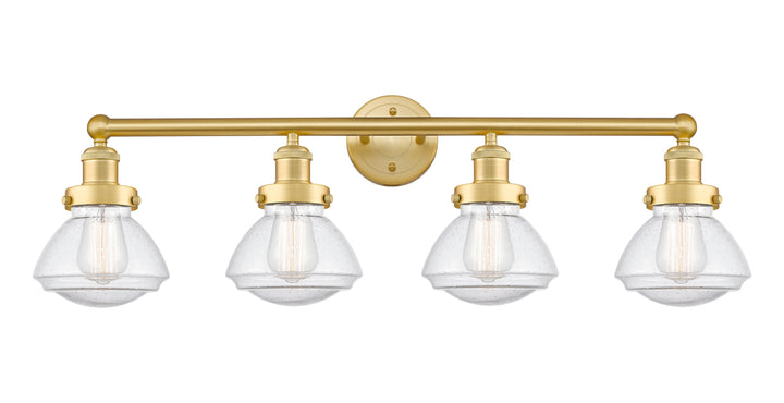 Innovations Lighting Olean 6.75" Bath Vanity Light - Satin Gold Vanity Lights Innovations Lighting Seedy ; Glass Type: Seeded  