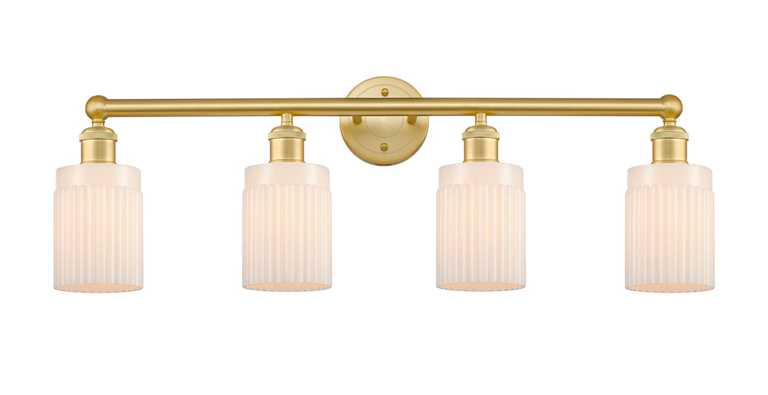 Innovations Lighting Hadley 5" Bath Vanity Light - Satin Gold Vanity Lights Innovations Lighting Matte White ; Glass Type: White; Ribbed  